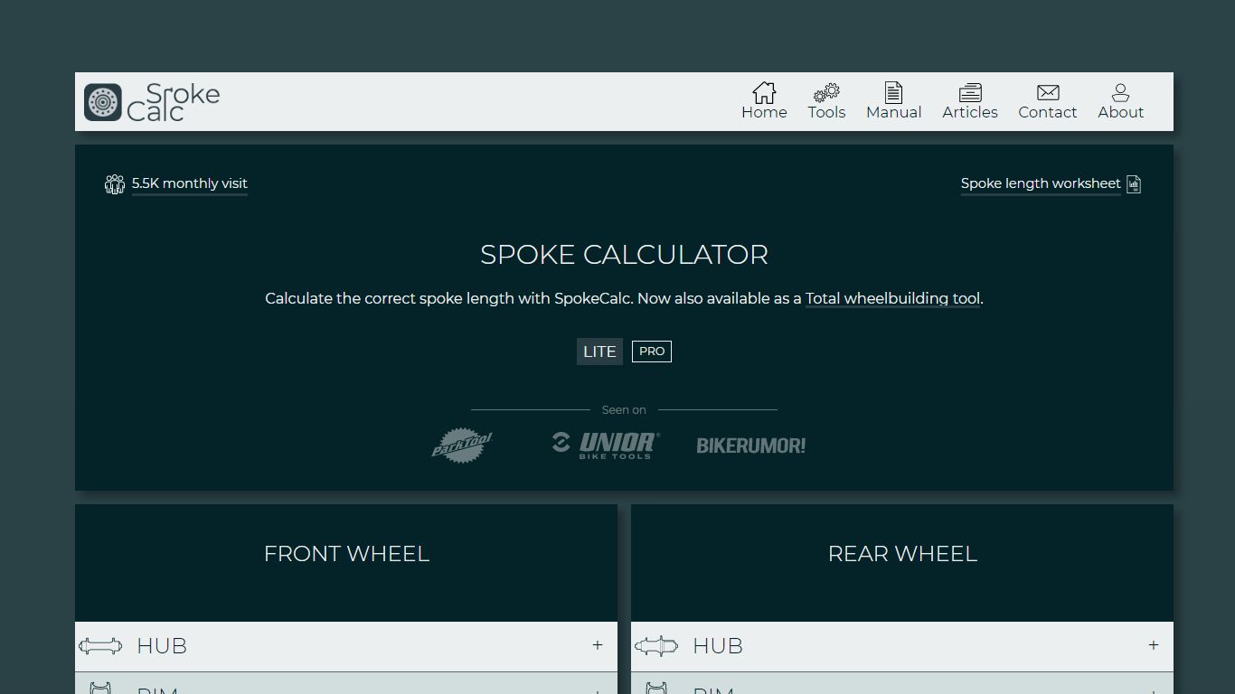 SpokeCalc, free and easy to use spoke calculator app.